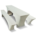 Stretchhussen für Biergartengarnitur (50er Tisch) – Silbergrau